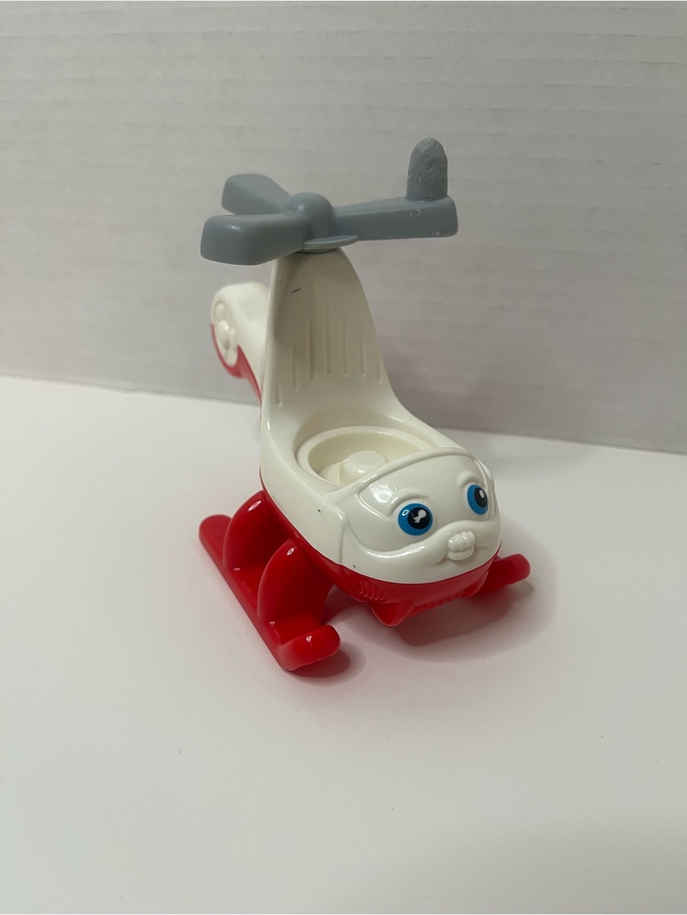 Vintage Fisher Price Mattel Red and White Helicopter with Face USED Condition